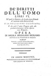 Illuminismo e Rivoluzione francese: Nicola Spedalieri - Dei diritti dell'uomo 1791 (prima edizione)