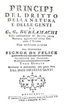 Il diritto naturale nel Settecento: Burlamaqui - Principj del dritto della natura e delle genti 1780