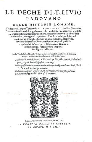 Tito Livio - Le Deche delle historie romane - Venezia, Giunti 1554 (bellissima edizione in folio)