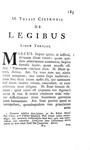 Cicerone -  De legibus libri tres - Cambridge 1727 (bella legatura coeva)