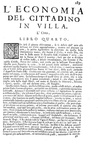 Agricoltura, enologia e gastronomia nel Seicento: Tanara - L'economia del cittadino in villa - 1761