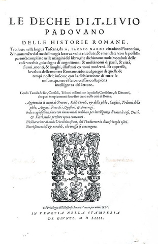 Tito Livio - Le Deche delle historie romane - Venezia, Giunti 1554 (bellissima edizione in folio)
