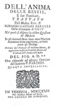 Ignace-Gaston Pardies - Dell'anima delle bestie e sue funzioni - Venezia 1724