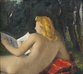 Silvio Consadori - La lettura - 1936 (olio su masonite - firmato e datato)