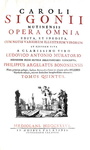 L'opera omnia del grande storiografo Carlo Sigonio - Opera omnia - Milano 1732-37 (sette volumi)