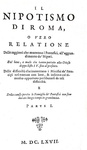 Corruzione in Vaticano: Gregorio Leti - Il nipotismo di Roma - Elzevier 1667 (rara prima edizione)