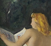 Silvio Consadori - La lettura - 1936 (olio su masonite - firmato e datato)