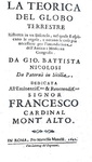 Giovanni Battista Nicolosi - Teorica del globo terrestre - Roma, Manelfi 1642 (rara prima edizione)