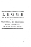 Riforma leopoldina della magistratura in Toscana: Legge per i tribunali di giustizia - Firenze 1772