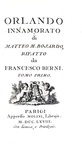 Un capolavoro quattrocentesco: Matteo M. Boiardo - Orlando innamorato - Parigi 1768 (bella legatura)