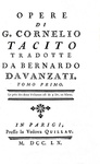 Tacito - Opere (Annali, Storie, Germania, Vita di Agricola) - Parigi 1760 (bella legatura coeva)