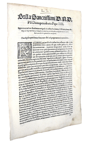 Bolla pontificia di Pio IV che disciplina alcune chiese di Roma - Blado 1562