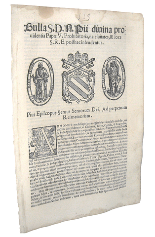 Bolla di Pio V sui feudi e le municipalit - Roma, Blado 1567