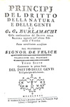 Il diritto naturale nel Settecento: Burlamaqui - Principj del dritto della natura e delle genti 1780