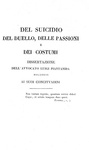 Luigi Piantanida - Del suicidio dissertazione - Milano, Antonio Fontana, 1828 (rara prima edizione)