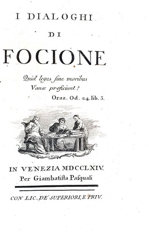 Gabriel Bonnot de Mably - I dialoghi di Focione - Venezia, Pasquali 1764