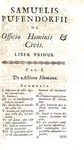 Giusnaturalismo: Samuel Pufendorf - De officio hominis et civis secundum legem naturalem - 1728