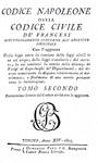 Codice Napoleone ossia Codice civile de' francesi - Torino 1805 (rarissima prima edizione italiana)