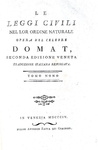 Jean Domat - Le leggi civili nel lor ordine naturale - Venezia, Zatta, 1802/04