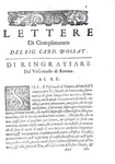 Arnaud d'Ossat - Lettere a principi di negotii politici - Venezia 1629 (prima edizione italiana)