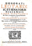 Diritto e usura: Honoratus Leotardus - Liber singularis de usuris - Brixiae 1701 (edizione in folio)