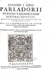 Diritto spagnolo: Juan Yanez Parladorio - Rerum quotidianarum - Palermo 1628 (edizione in folio)