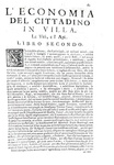 Agricoltura, enologia e gastronomia nel Seicento: Tanara - L'economia del cittadino in villa - 1761