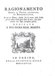 Salvataggio in montagna: Somis - Ragionamento sopra il fatto avvenuto in Bergemoletto - 1758 (raro)