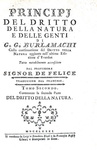 Diritto naturale nel Settecento: Burlamaqui - Principj del dritto della natura e delle genti - 1780