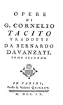 Tacito - Opere (Annali, Storie, Germania, Vita di Agricola) - Parigi 1760 (bella legatura coeva)