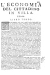 Agricoltura, enologia e gastronomia nel Seicento: Tanara - L'economia del cittadino in villa - 1761