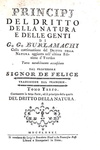 Diritto naturale nel Settecento: Burlamaqui - Principj del dritto della natura e delle genti - 1780