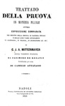 Mittermaier - Trattato della pruova in materia penale - Napoli 1850 (rara prima edizione italiana)