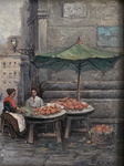 Attilio Pratella - Via Marina a Napoli - fine Ottocento/inizi Novecento (olio su tavoletta lingea)