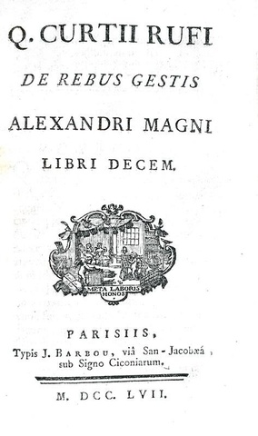 Le gesta di Alesssandro Magno: Curtius Rufus - De rebus gestis Alexandri Magni historia - 1757