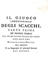 Ponziani - Il giuoco incomparabile degli scacchi sviluppato con nuovo metodo - Venezia 1773 (raro)