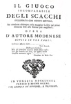 Ponziani - Il giuoco incomparabile degli scacchi sviluppato con nuovo metodo - Venezia 1773 (raro)