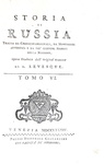 Levesque - Storia di Russia tratta da croniche originali - Venezia 1784 (prima edizione italiana)