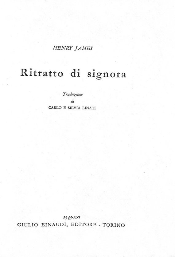 Henry James - Ritratto di signora - Torino, Einaudi 1943 (prima edizione italiana)