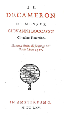 Una celebre edizione elzeviriana: Giovanni Boccaccio - Il Decameron - 1665 (rara prima emissione)