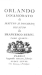 Un capolavoro quattrocentesco: Matteo M. Boiardo - Orlando innamorato - Parigi 1768 (bella legatura)