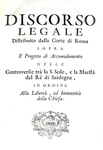 Relazione storica sulla vertenza tra Piemonte e Santa Sede - Torino 1731 (prima edizione)