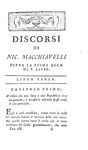 Niccol Machiavelli - Opere politiche (Discorsi sopra Tito Livio e il Principe) - Milano 1797