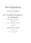 Rara edizione Bodoni: Orazione funebre in morte di Ferdinando I di Borbone - Parma 1803 (figurato)