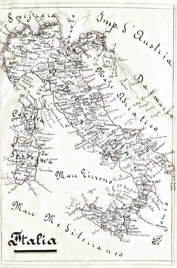 Splendido atlante manoscritto databile 1865/70 (venti carte bellissime geografiche - legatura coeva)