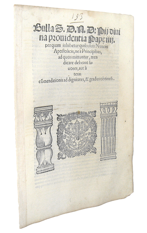 Bolla di Pio IV sulle prerogrative dei nunzi apostolici - Roma, Blado 1565