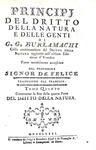 Diritto naturale nel Settecento: Burlamaqui - Principj del dritto della natura e delle genti - 1780