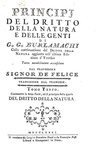 Il diritto naturale nel Settecento: Burlamaqui - Principj del dritto della natura e delle genti 1780