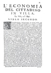 Agricoltura, enologia e gastronomia nel Seicento: Tanara - L'economia del cittadino in villa - 1761