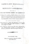 Louis Claude Cadet de Gassicourt - Formolario magistrale e memoriale farmaceutico - Palermo 1819